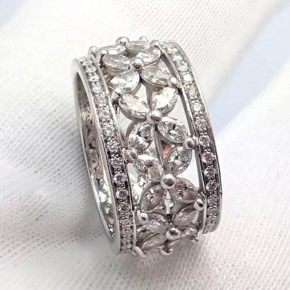 Authentic! Tiffany & Co Platinum 2.34ctw Diamond Victoria Wide Band Ring sz 5.5 - Picture 9 of 12